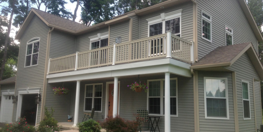 Colored gutters with spout to roof